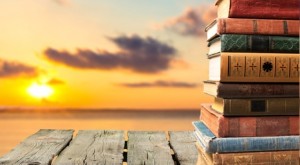 Books, old, stacked.