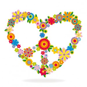 Peace heart sign made of flowers vector illustration